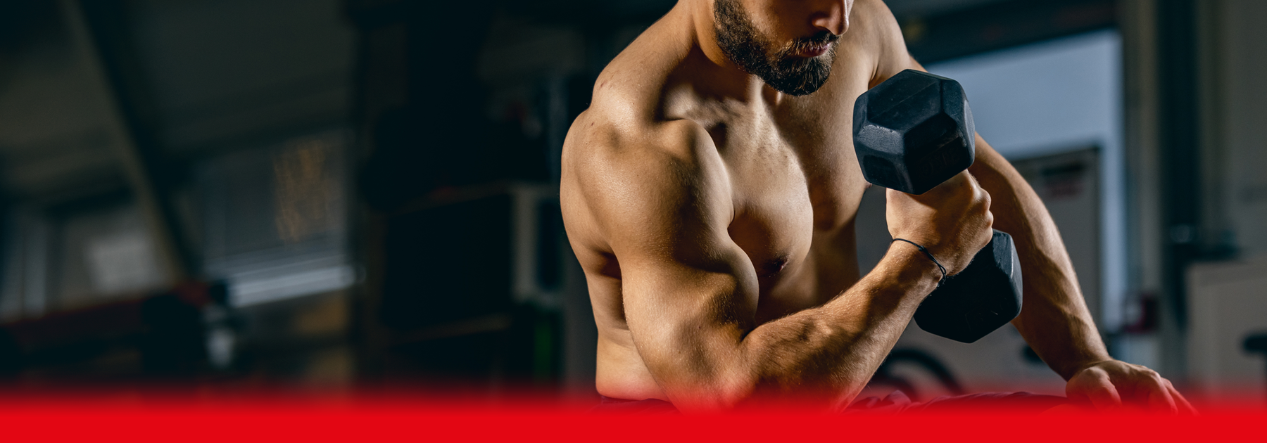 man doing bicep curl in gym