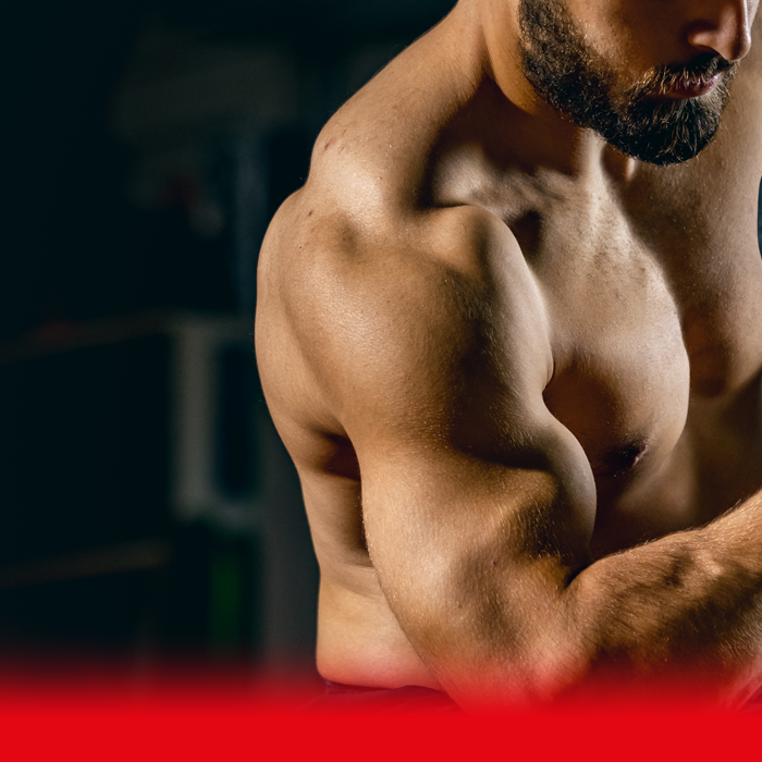 man doing bicep curl in gym