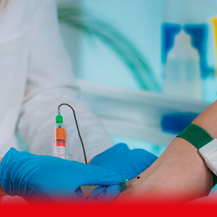 woman taking blood test