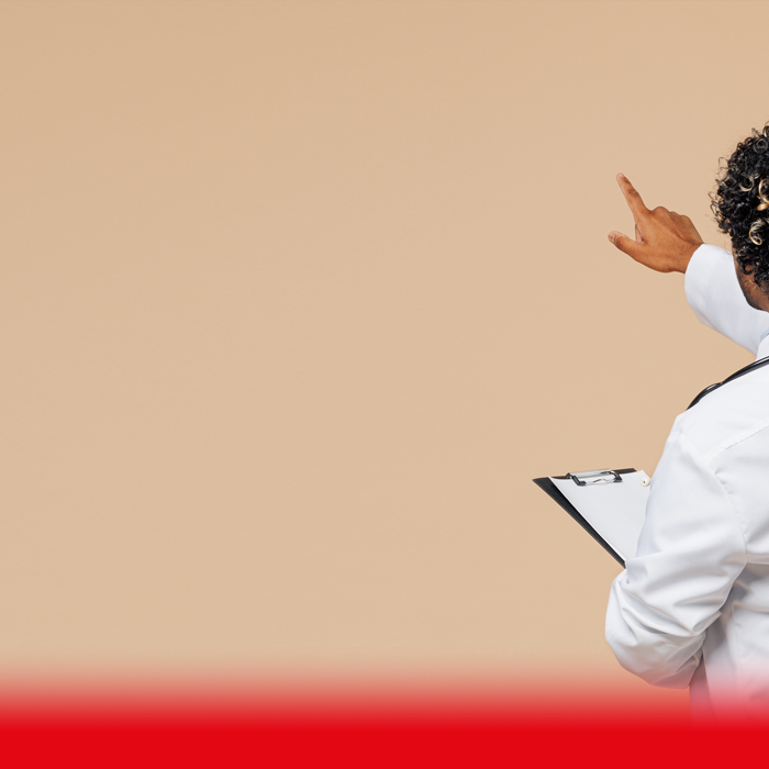 doctor pointing ahead