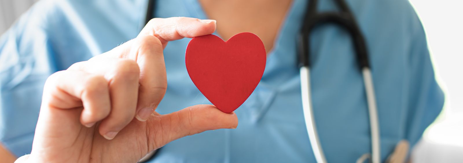 Nurse holding a heart