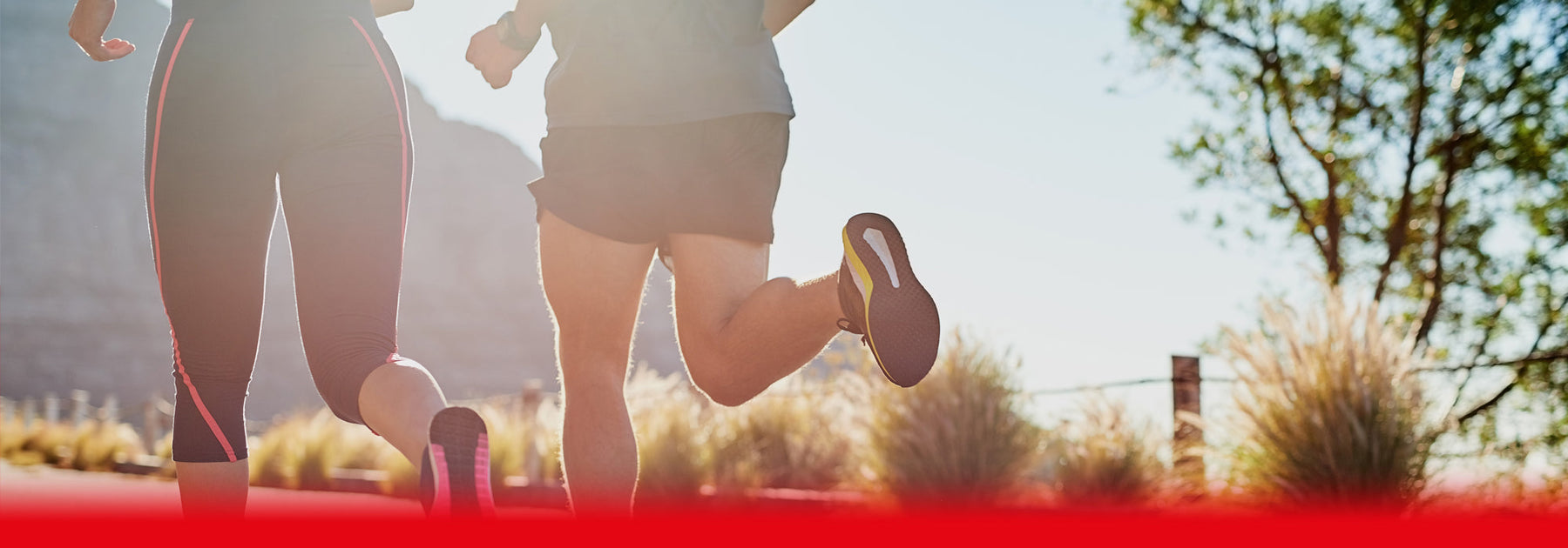 man and woman running