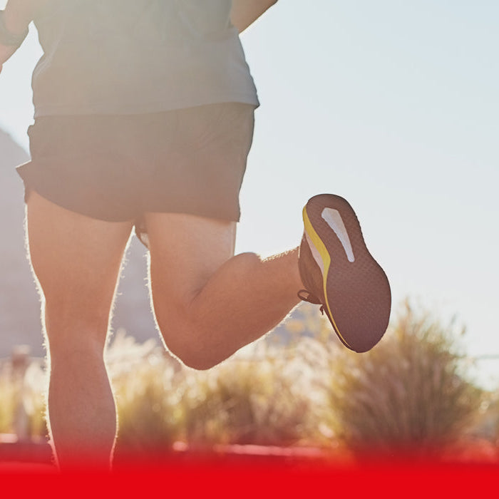 man and woman running