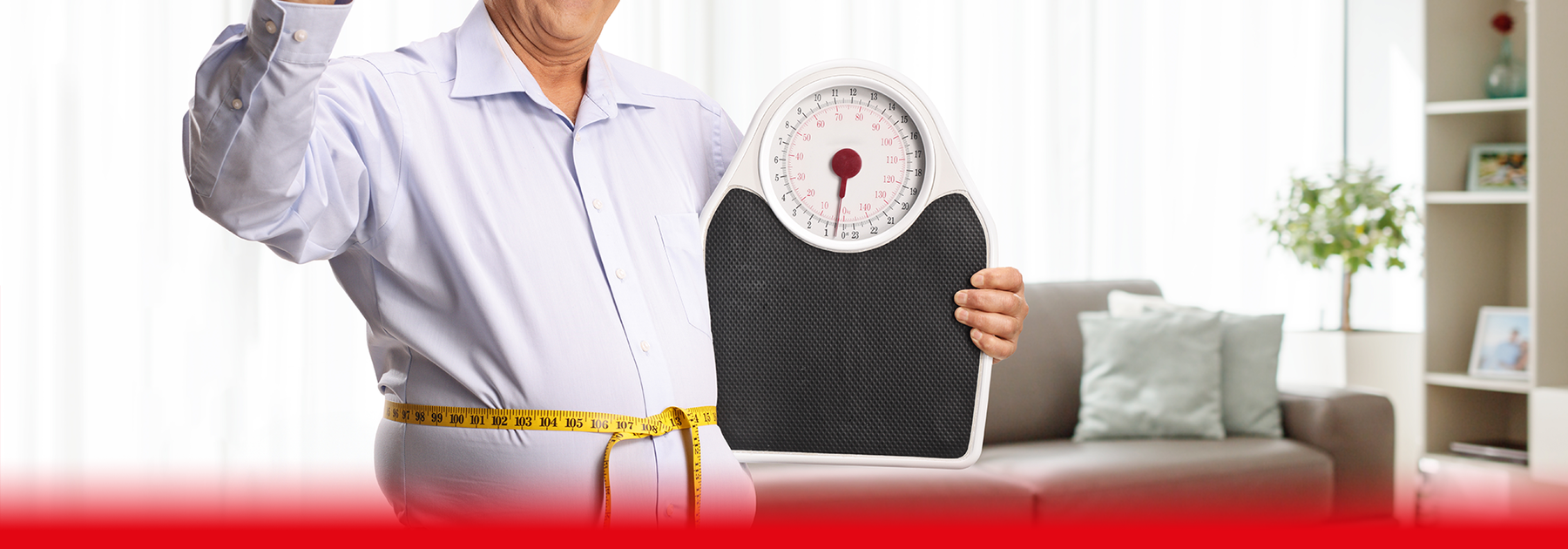 man with scales and measuring tape